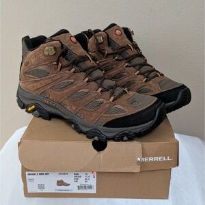 New Merrell Men's Moab 3 Mid Waterproof Hiking Boots Shoes Earth Brown Size 12